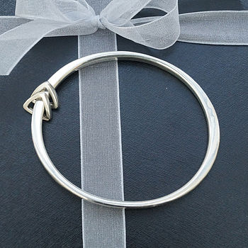Personalised Silver Bangle With Triangle Charms, 3 of 6