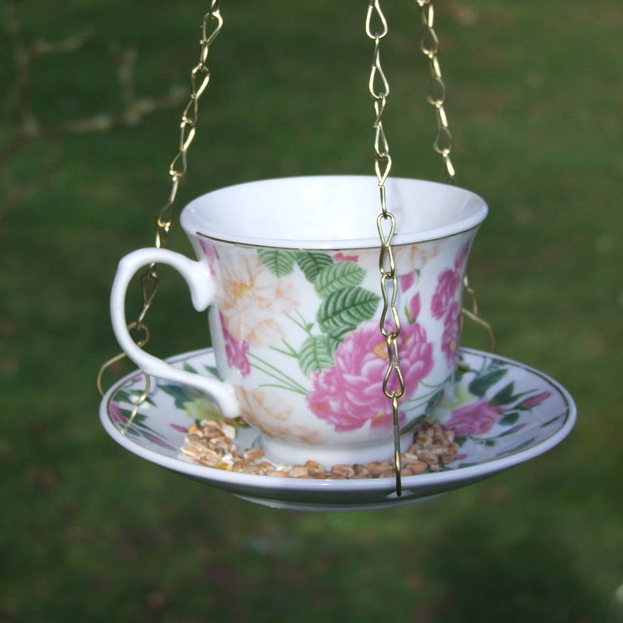 Floral Tea Cup Bird Feeder By Home & Glory