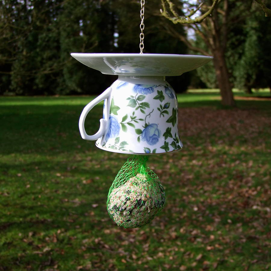 Upside Down Tea Cup Bird Feeder By Home & Glory