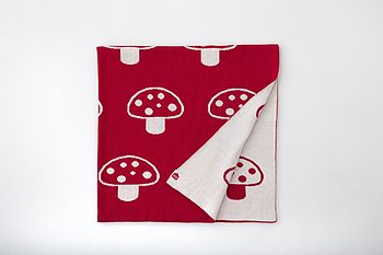 Knitted Organic Cotton Mushroom Blanket, 2 of 4