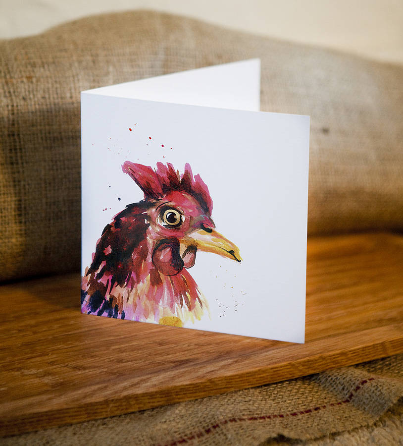 inky chicken blank greetings card by kate moby