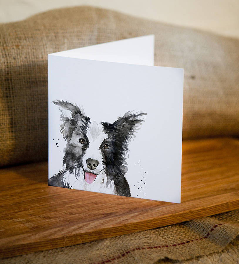 inky dog blank greetings card by kate moby
