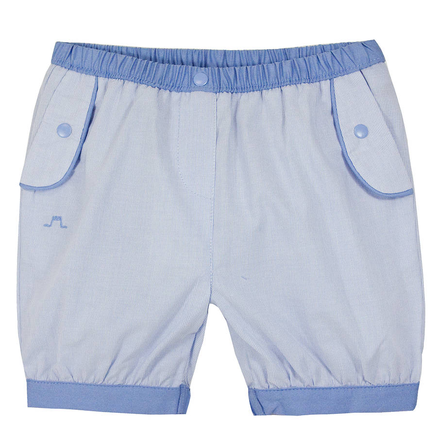 Baby Boy Blue Trim Body, Bloomer And Socks By Chateau de Sable