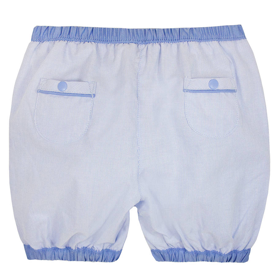 Baby Boy Blue Trim Body, Bloomer And Socks By Chateau de Sable