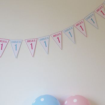 Birthday Bunting For Twins Or Joint Party, 3 of 7