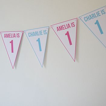 Birthday Bunting For Twins Or Joint Party, 2 of 7