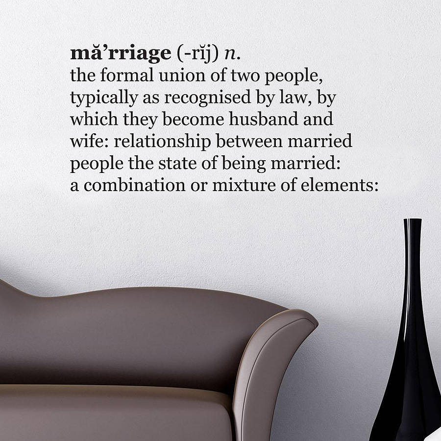  marriage Dictionary Definition Wall Sticker By Nutmeg 