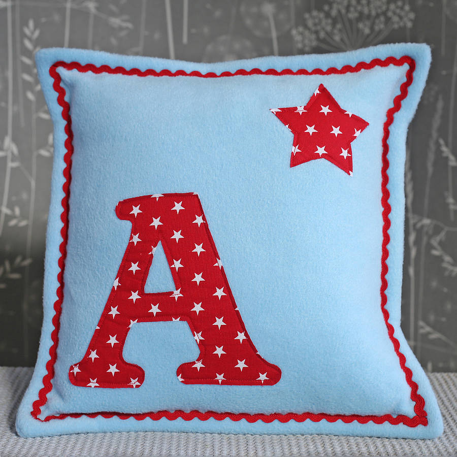 Initial Fleece Cushion With Stars, 1 of 4