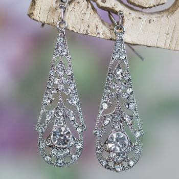Ophelia Crystal 1920s Style Filigree Earrings, 2 of 3