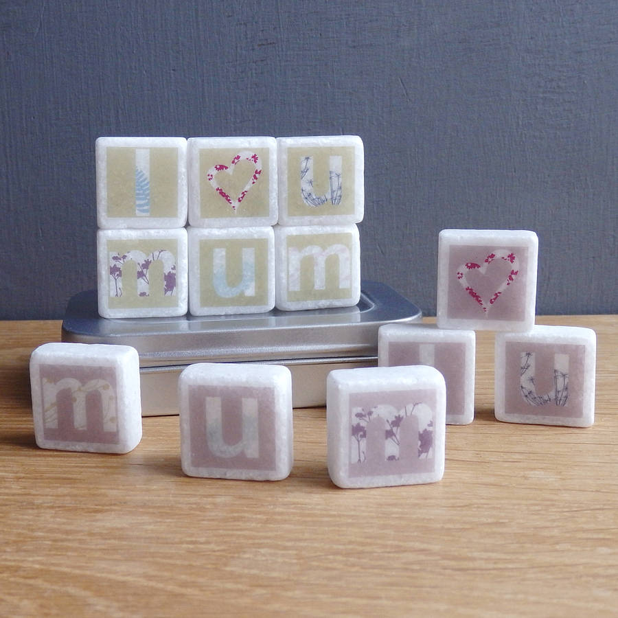 I Love You Mum Decorative Letter Tiles By littlebirdydesigns