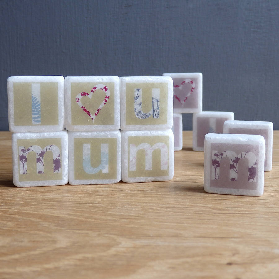 I Love You Mum Decorative Letter Tiles By littlebirdydesigns