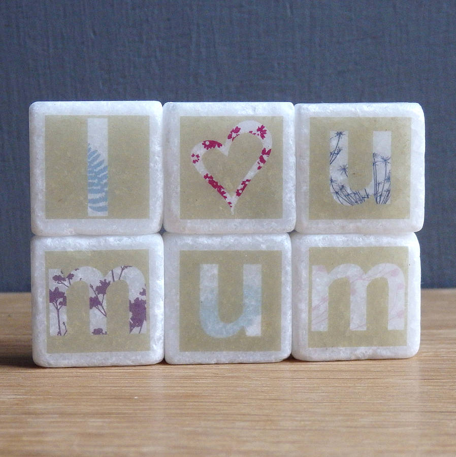 I Love You Mum Decorative Letter Tiles By littlebirdydesigns