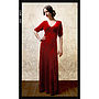 1940s Style Maxi Dress In Deep Red Silk Velvet, thumbnail 2 of 7