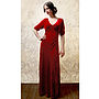 1940s Style Maxi Dress In Deep Red Silk Velvet, thumbnail 1 of 7