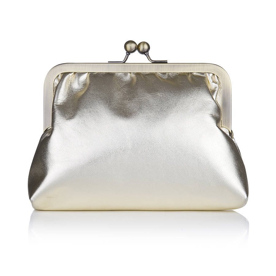 saffron metallic leather clutch bag by rachel simpson ...