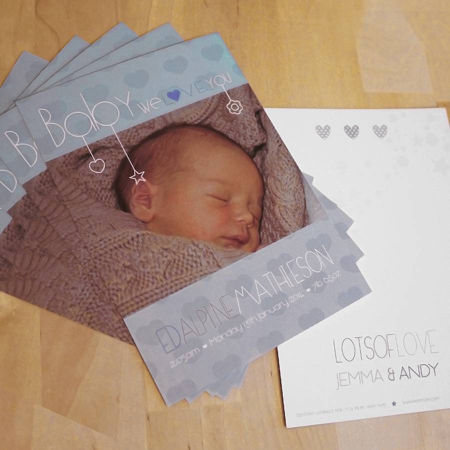 Personalised Baby Boy Announcement Cards By Happi Yumi ...
