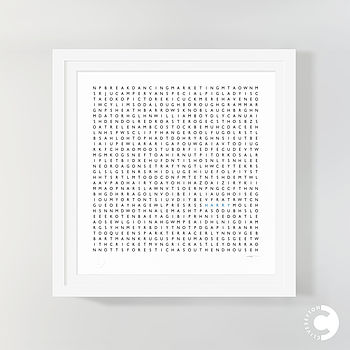 Personalised Word Search Silkscreen Print In 24ct Gold, 6 of 8