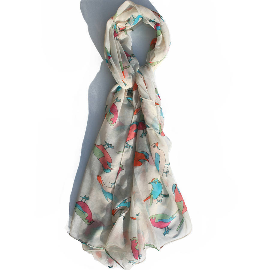 colourful birds print scarf by hayley & co | notonthehighstreet.com