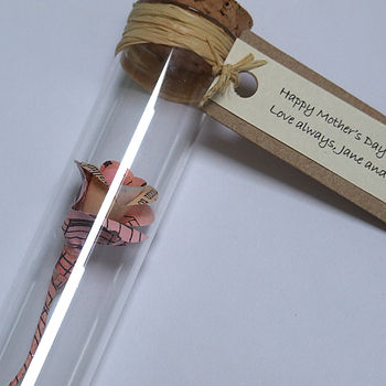 Handmade Paper Rose In A Glass Vial, 9 of 12