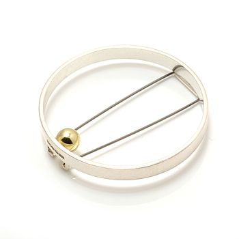 Silver Open Circle Brooch With Gold Ball, 3 of 6