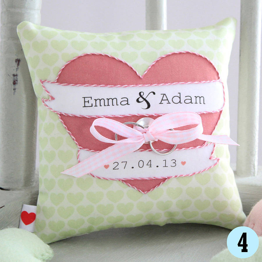 Personalised Wedding Ring Pillow By Miss Shelly Designs