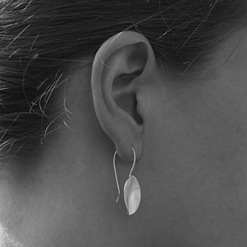 Brushed Silver Leaf Drop Earrings, 3 of 7