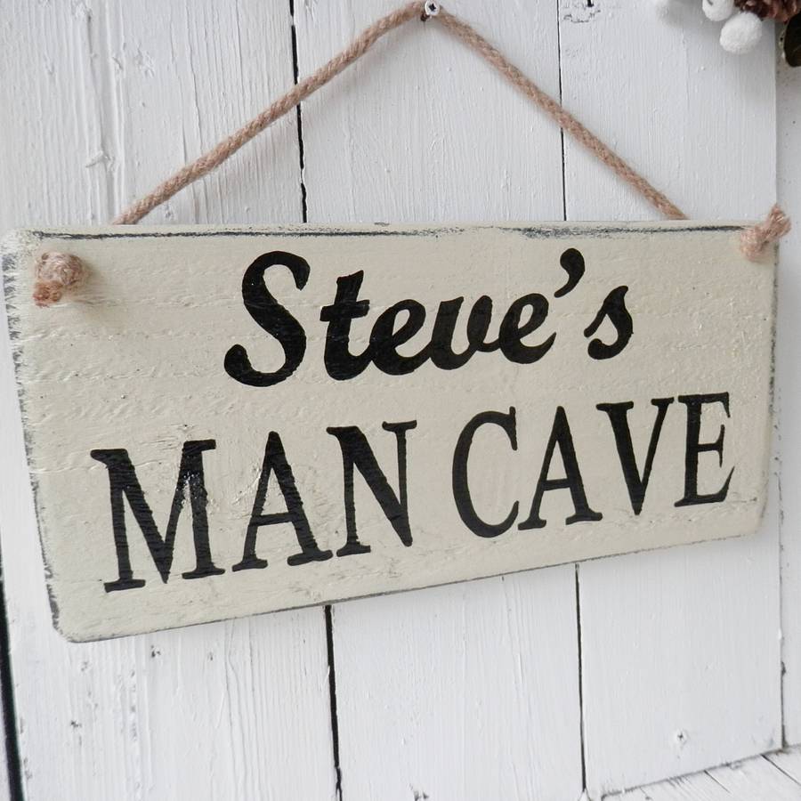 Personalised Man Cave Wood Sign Twine Strung By Potting 