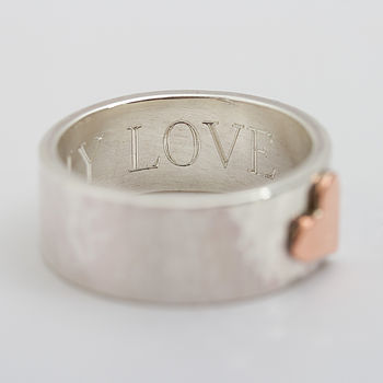 Personalised Wide Beaten Silver Heart Ring, 9 of 11