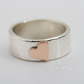 Personalised Wide Beaten Silver Heart Ring, 11 of 11