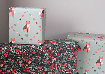 Double Sided Fox Floral Recycled Wrapping Paper Pack, 5 of 7