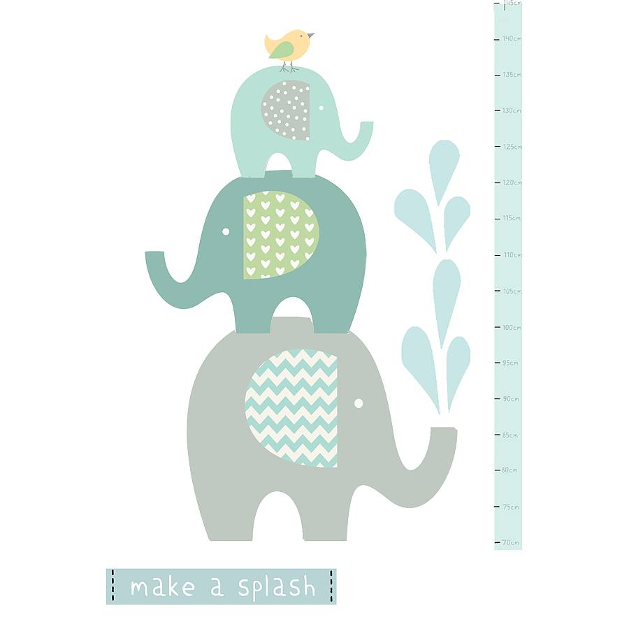 Elephant Height Chart Fabric Wall Sticker By Littleprints