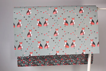 Double Sided Fox Floral Recycled Wrapping Paper Pack, 4 of 7