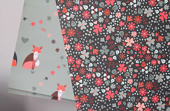 Double Sided Fox Floral Recycled Wrapping Paper Pack, 7 of 7