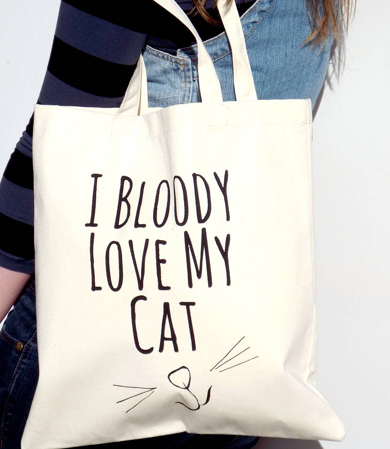 'love my cat' tote bag by kelly connor designs | notonthehighstreet.com
