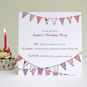 Personalised Bunting Party Invitations, 3 of 6