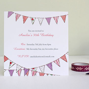 Personalised Bunting Party Invitations, 5 of 6