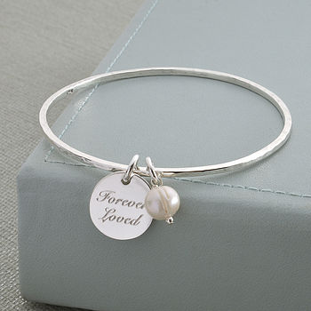 Personalised Sterling Silver Disc Charm Bangle, 4 of 8