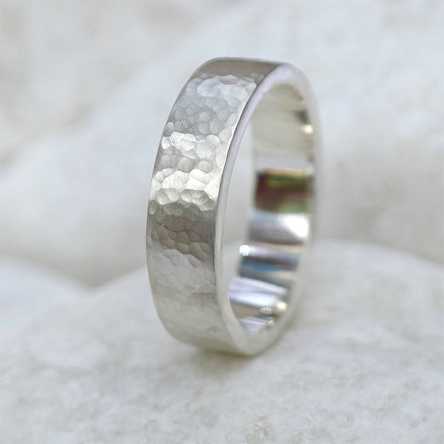 chunky hammered silver ring  by lilia nash jewellery 