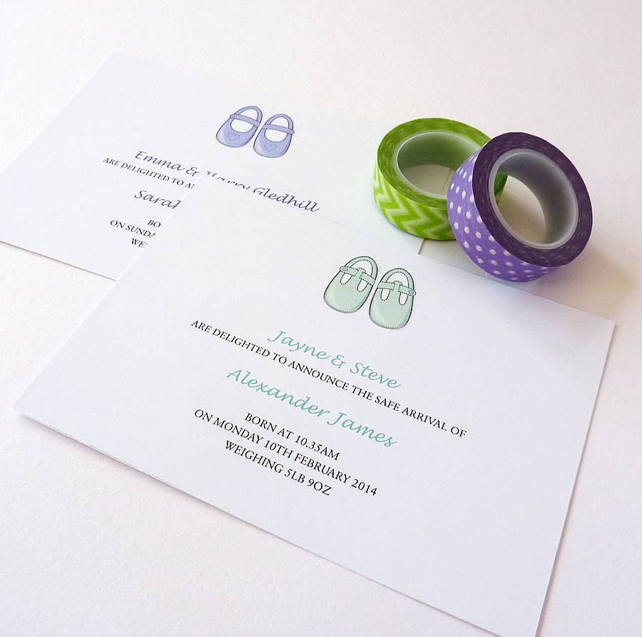 Baby Shoes Birth Announcement Card By Little Cherub Design