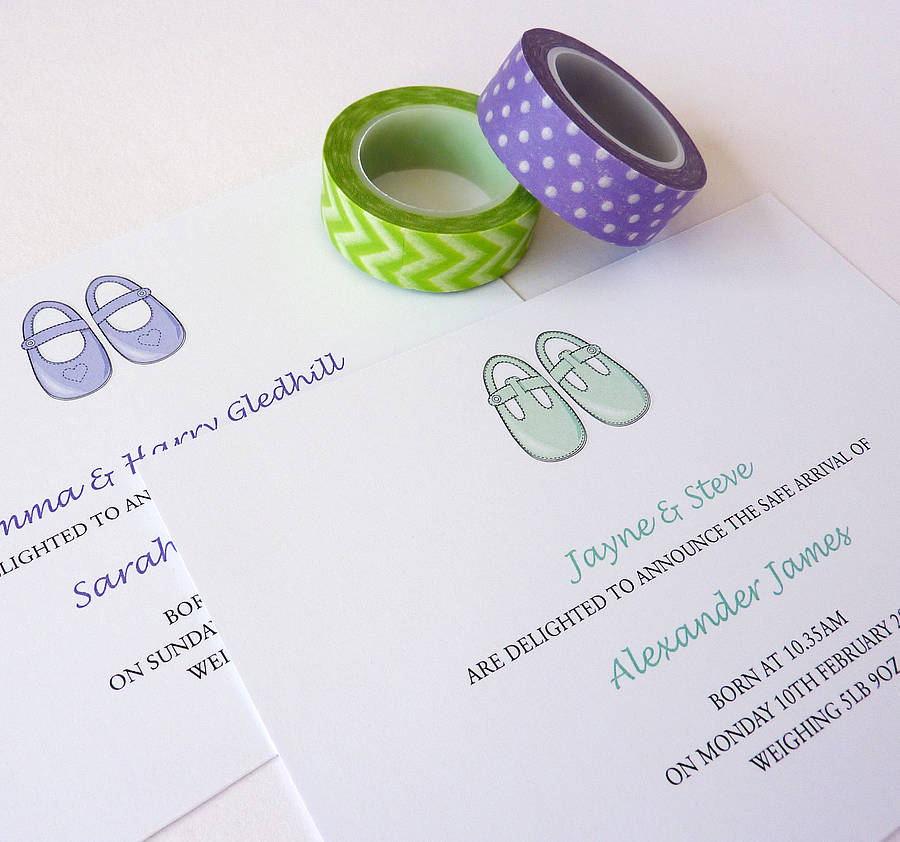 Baby Shoes Birth Announcement Card By Little Cherub Design