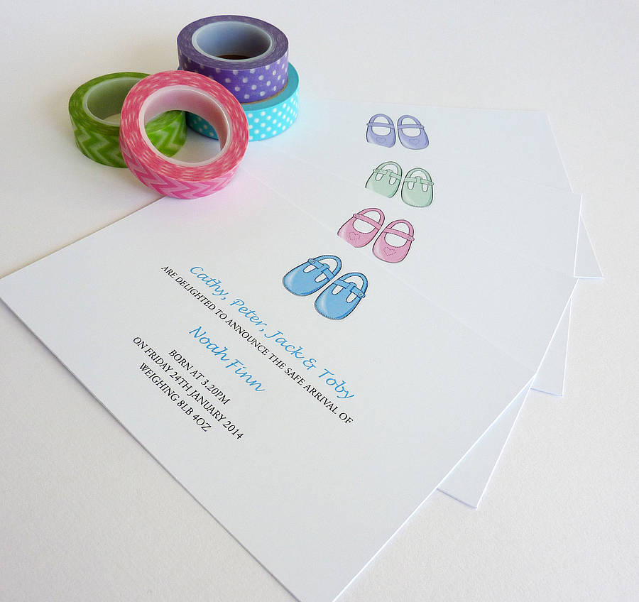 Baby Shoes Birth Announcement Card By Little Cherub Design