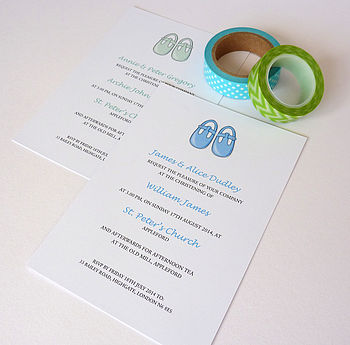 Baby Shoes Christening Invitation, 7 of 10