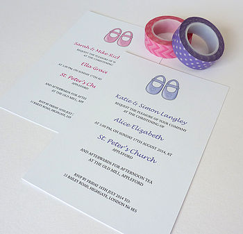 Baby Shoes Christening Invitation, 6 of 10