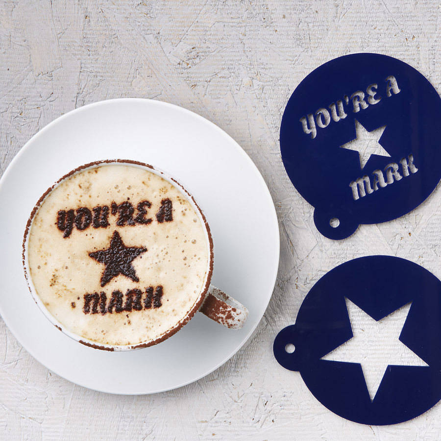 Personalised 'You're A Star' Coffee Stencil, 1 of 5