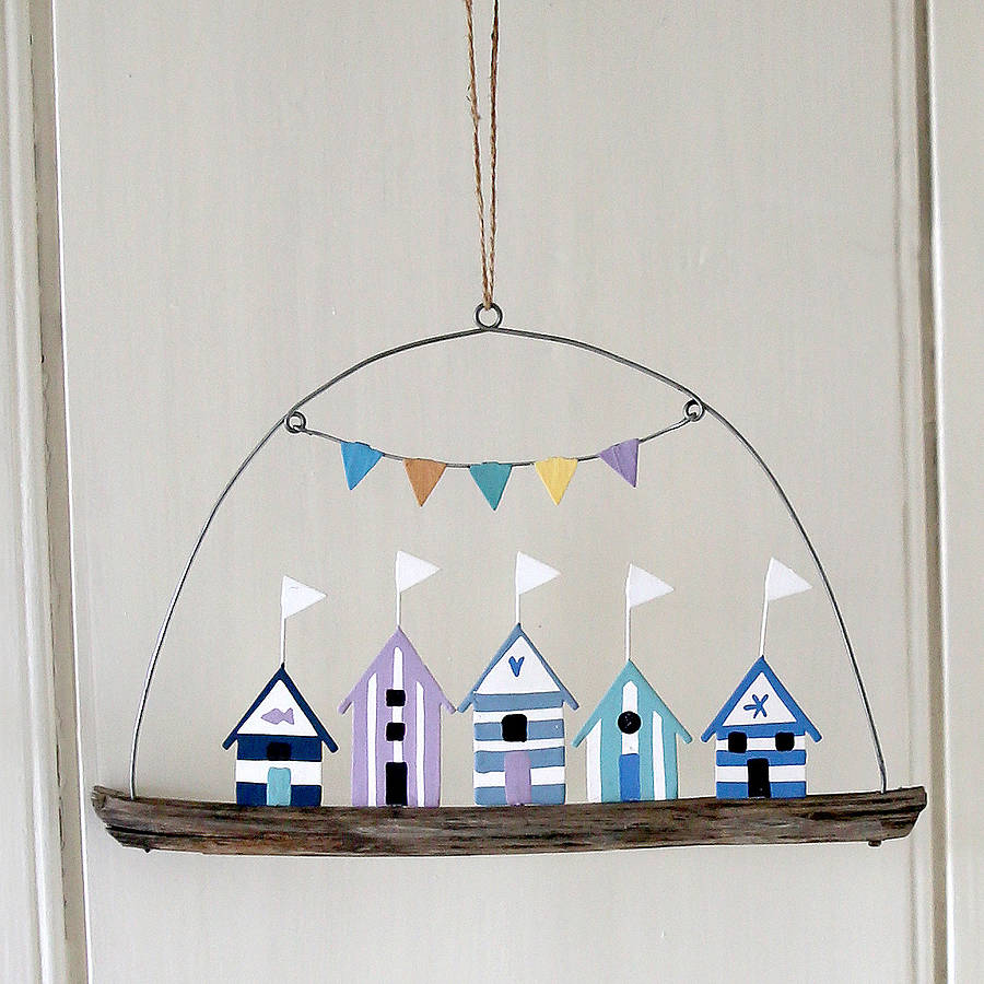 beach huts and caravans hanging decoration by red lilly
