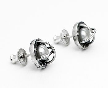 Steampunk Style Sterling Silver Earring Studs, 3 of 3