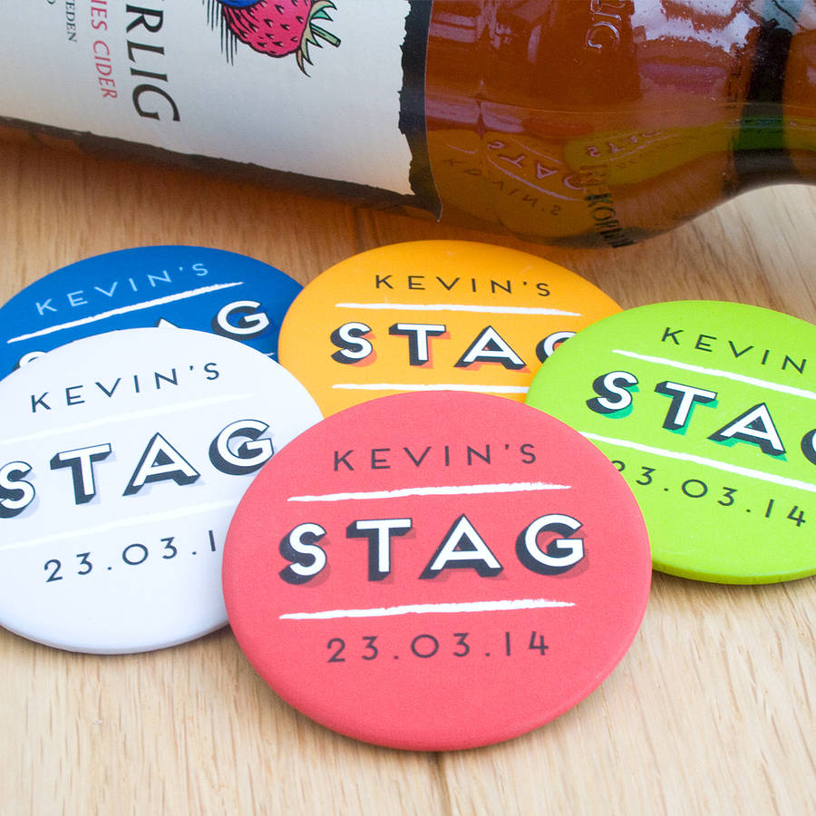 Personalised Stag Party Badges By Joanne Hawker
