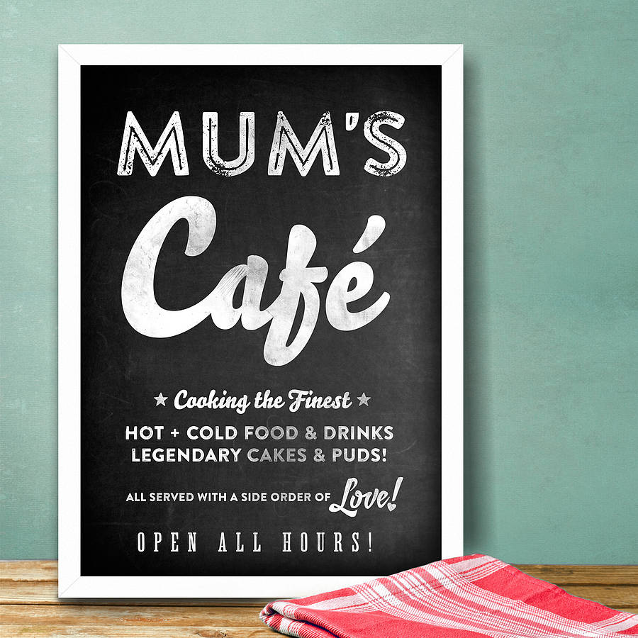 Mum's Or Dad's Kitchen 'Café' Chalkboard Print, 1 of 4