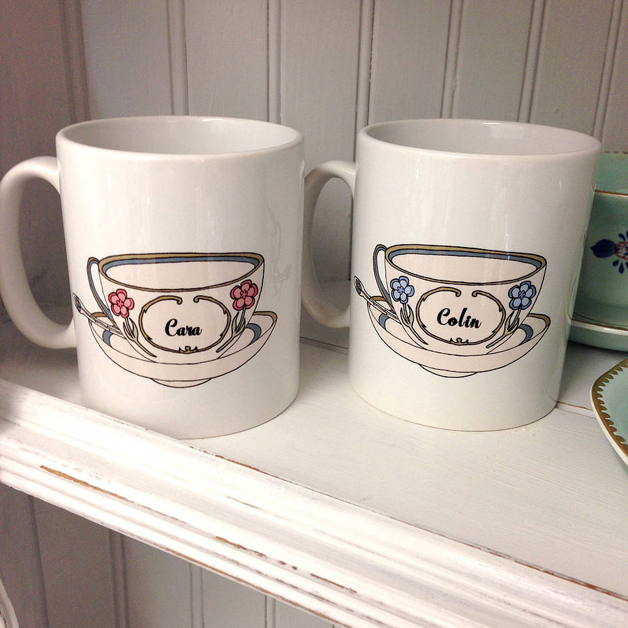 Personalised Pair Of Tea Cup Mugs By So Close