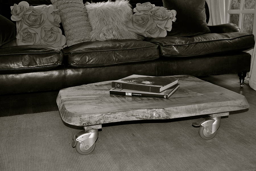 Low Solid Oak Or Ash Coffee Table On Castors By Sandman Home and Garden
